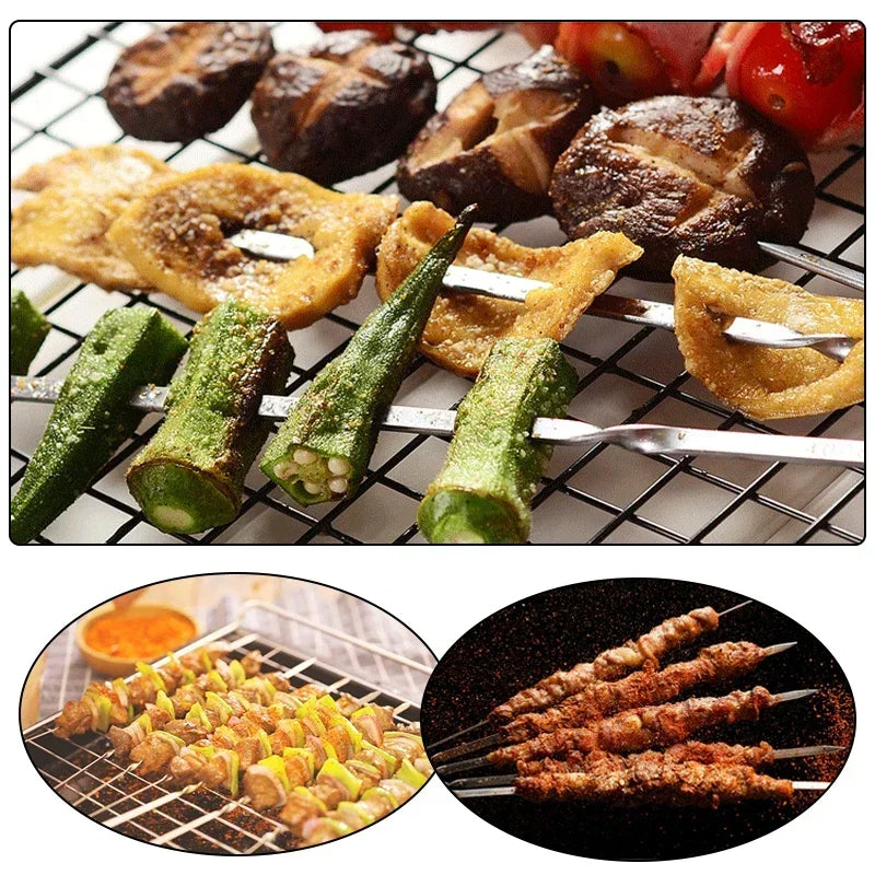 BBQ Grillspieße Set – Edelstahl 304 – 10 Stück, 28 cm – Hitzebeständig & Rostfrei
