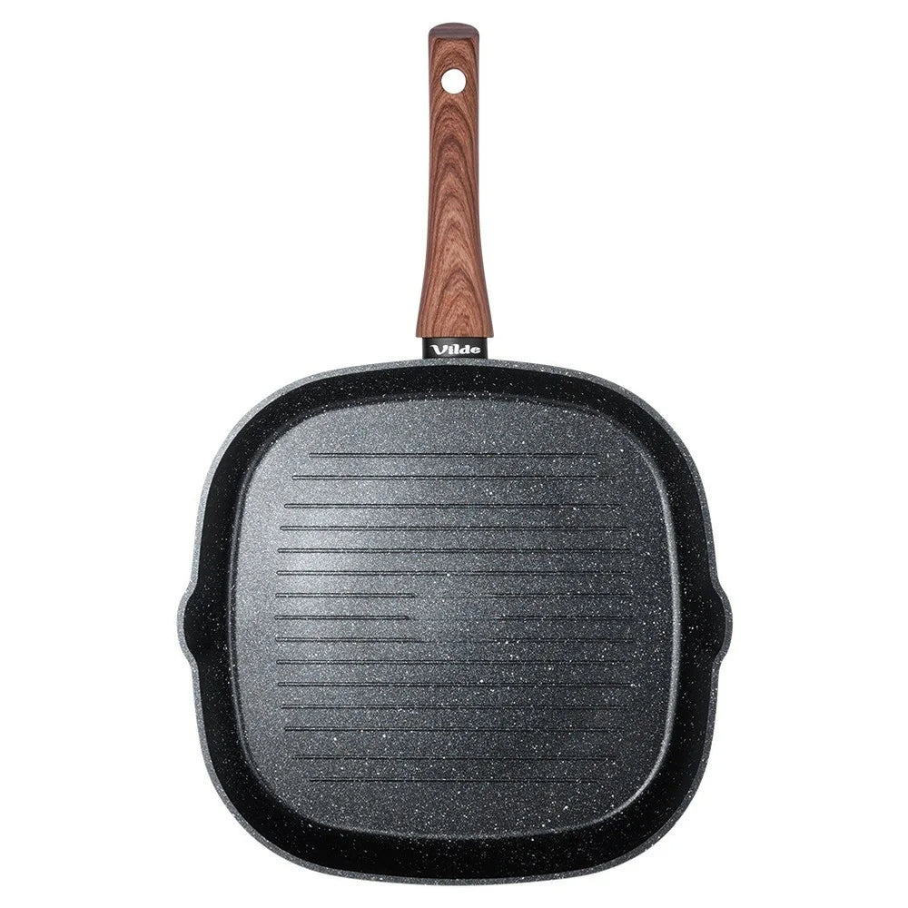 Antihaft Grillpfanne Quadratisch 28x28 cm – Granitbeschichtung, Induktionsgeeignet