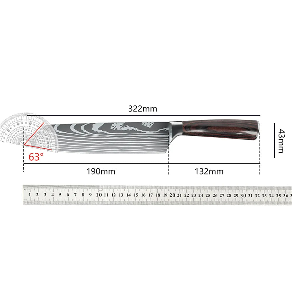 Professionelles 8 Zoll Koksmes, handgeschmiedet aus hochkohlenstoffhaltigem Stahl, scharf, für Fleisch und Gemüse, ideal für professionelle und Hobbyköche