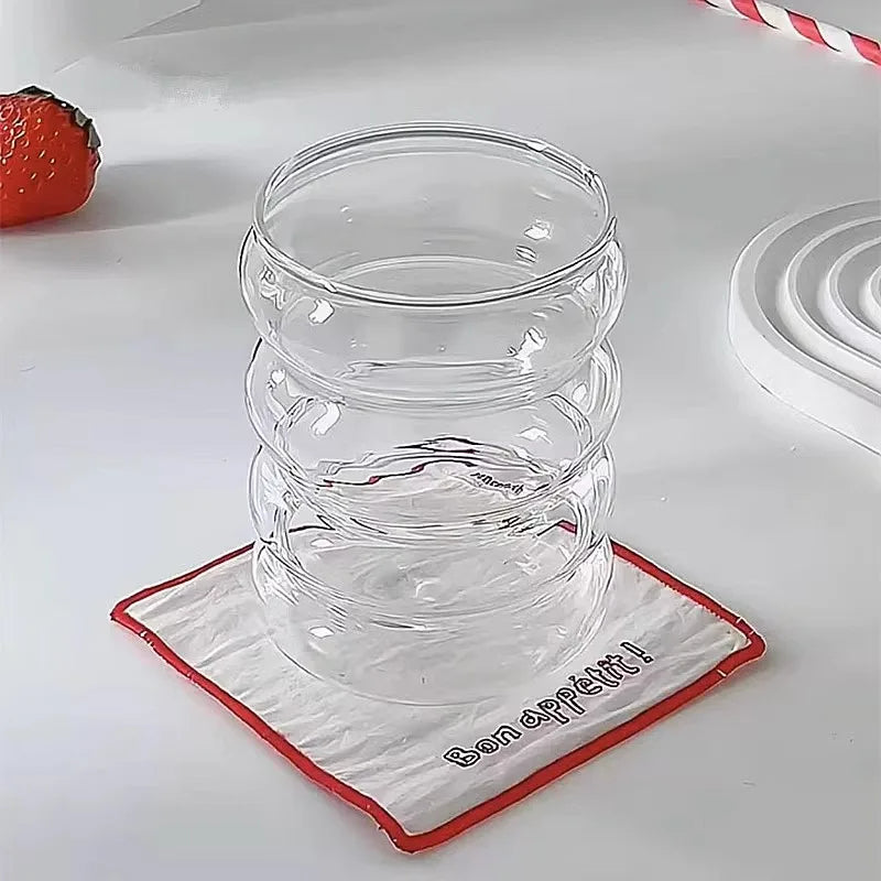 3 Stück 350ml Ins Transparente Gläser, Hitzebeständige Rupsenglas Becher, Kaffeetassen für Bier, Saft, Milch & Wasser