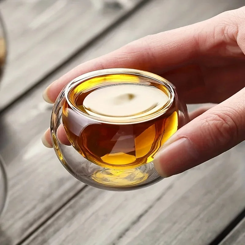 Set aus 2 doppelwandigen Teegläsern – 50ml – Hitzebeständiges Borosilikatglas
