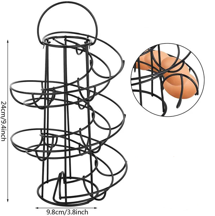 Eierregal Spiraalaufbewahrung für 24 Eier, Edelstahl, Platzsparend und Modernes Design