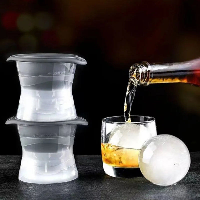 Eiswürfelform Silikon – 2er Set große runde Eiskugeln – Leicht zu lösen & spülmaschinenfest