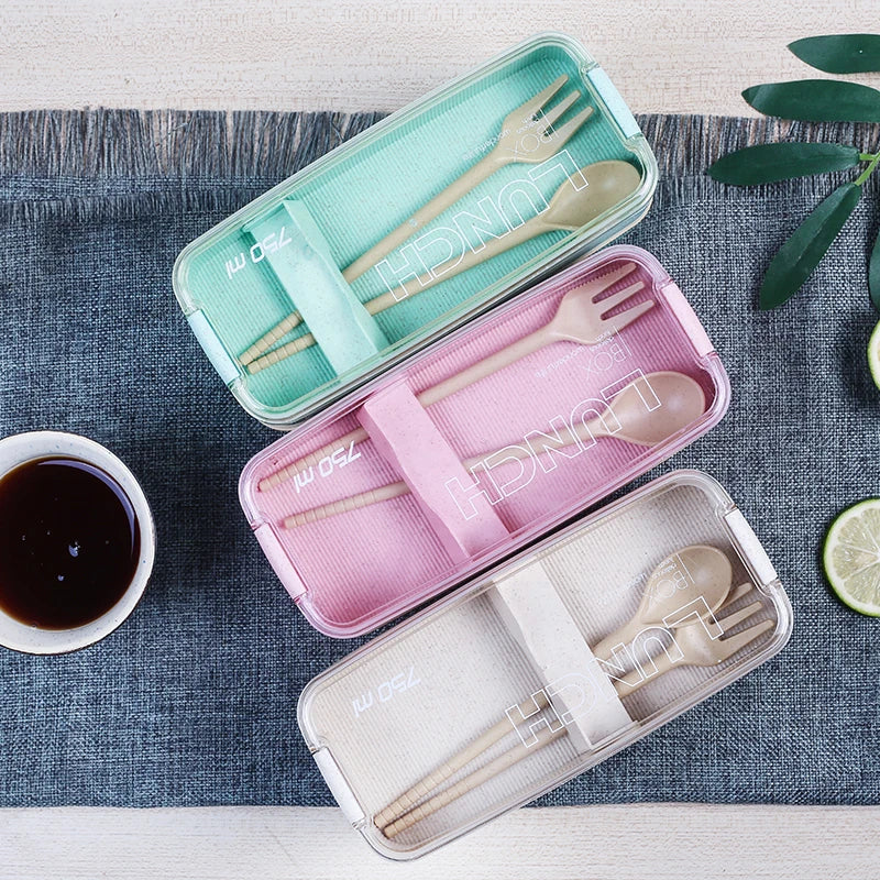 750ml Bento Lunchbox aus Weizenstroh – 2-lagig, Mikrowellengeeignet, Umweltfreundlich