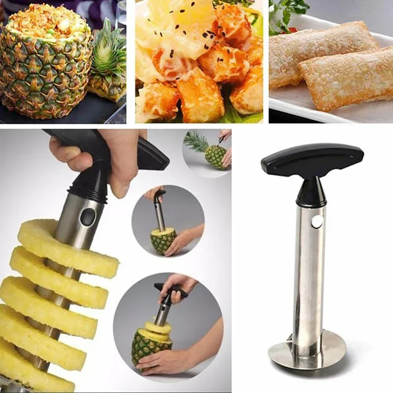 Ananas Corer Slicer Edelstahl, Fruchtschneider für Ananas, Ananas Schäl- und Entkerner, Küchenutensil, 18 cm