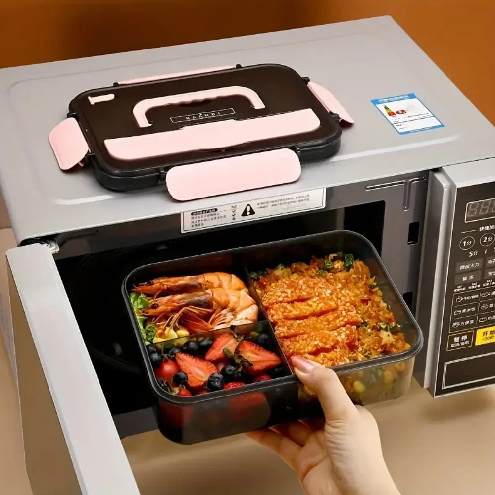 Bento-Lunchbox mit 3 Fächern, auslaufsichere Lebensmittelbox, 1500 ml, mikrowellengeeignet