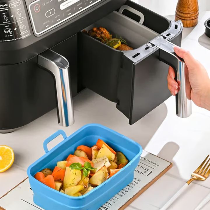 Faltbare Silikon-Backformen für Heißluftfritteusen (2er-Set)