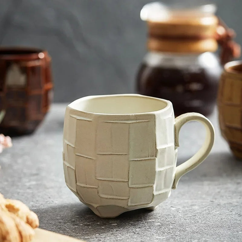 Vintage Keramik Latte Becher – 420 ml Retro Kaffeetasse