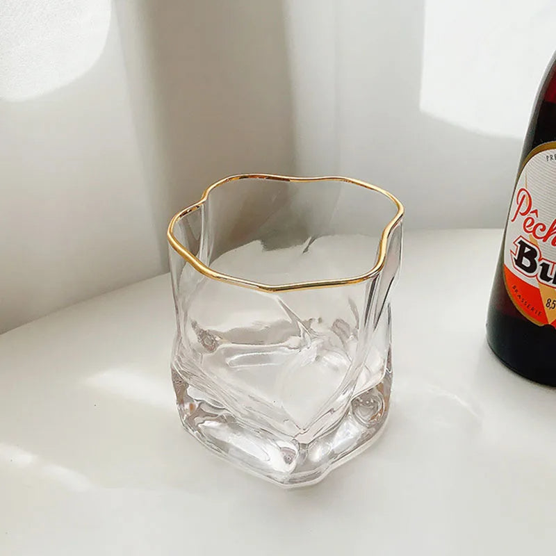 Kaffeeglas Set | Goldrand | Einfache Reinigung | Glas (2 Stück)
