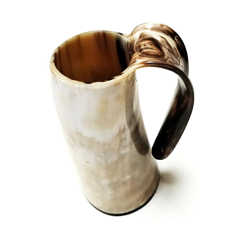 Viking Trinkhorn Becher – Handgefertigt – Naturhorn – 300-350 ml – Einzigartiges Geschenk
