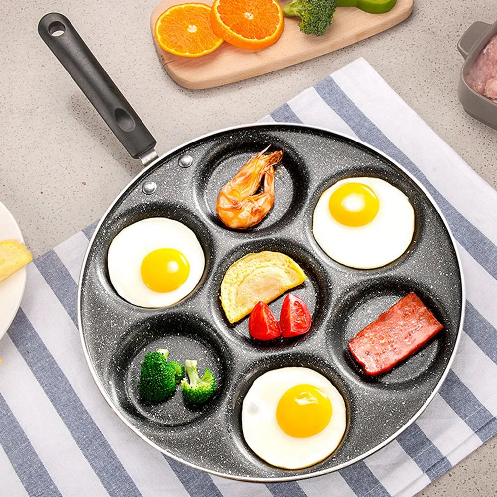 7-Loch Antihaft Bratpfanne für Eier und Mini-Burger, Aluminium, Geeignet für Gas- und Elektroherd