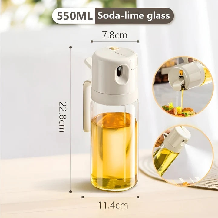 Ölspender | 2-in-1 Sprühfunktion | Gleichmäßige Beschichtung | Kunststoff Glas