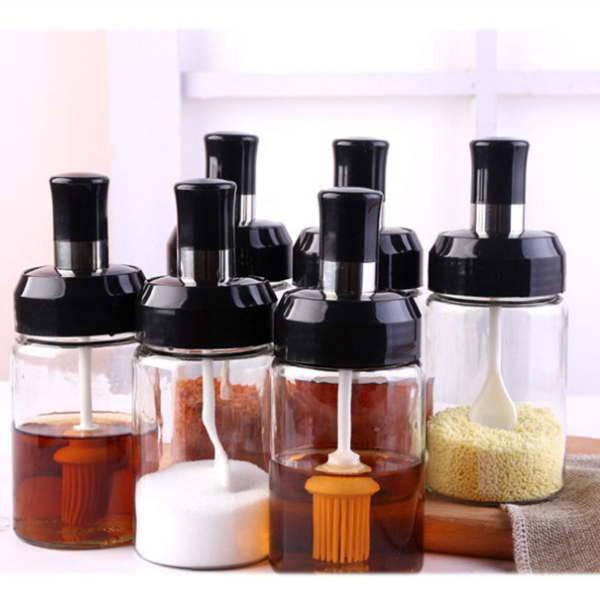 Gewürzflasche mit Löffel Deckel, 6er Set, Perfekte Dosierung für Gewürze, Marmelade und Honig