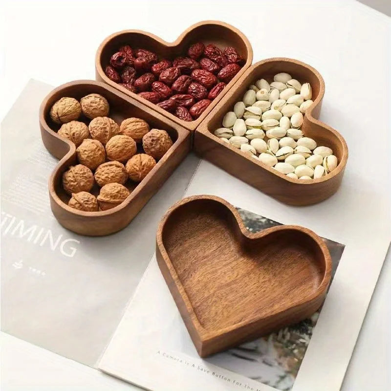 1 Stuk Herzförmiger Holzteller für Desserts, Sushi und Snacks – 17 cm