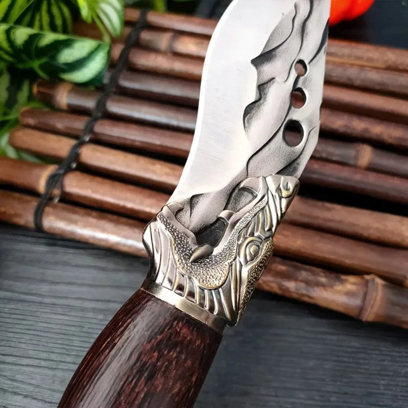 Handgeschmiedetes Küchenmesser – Vielseitiges Chef-Messer aus rostfreiem Stahl, ergonomischer Holzgriff, scharfes Schneidemesser für Fleisch, Fisch, Obst & Gemüse
