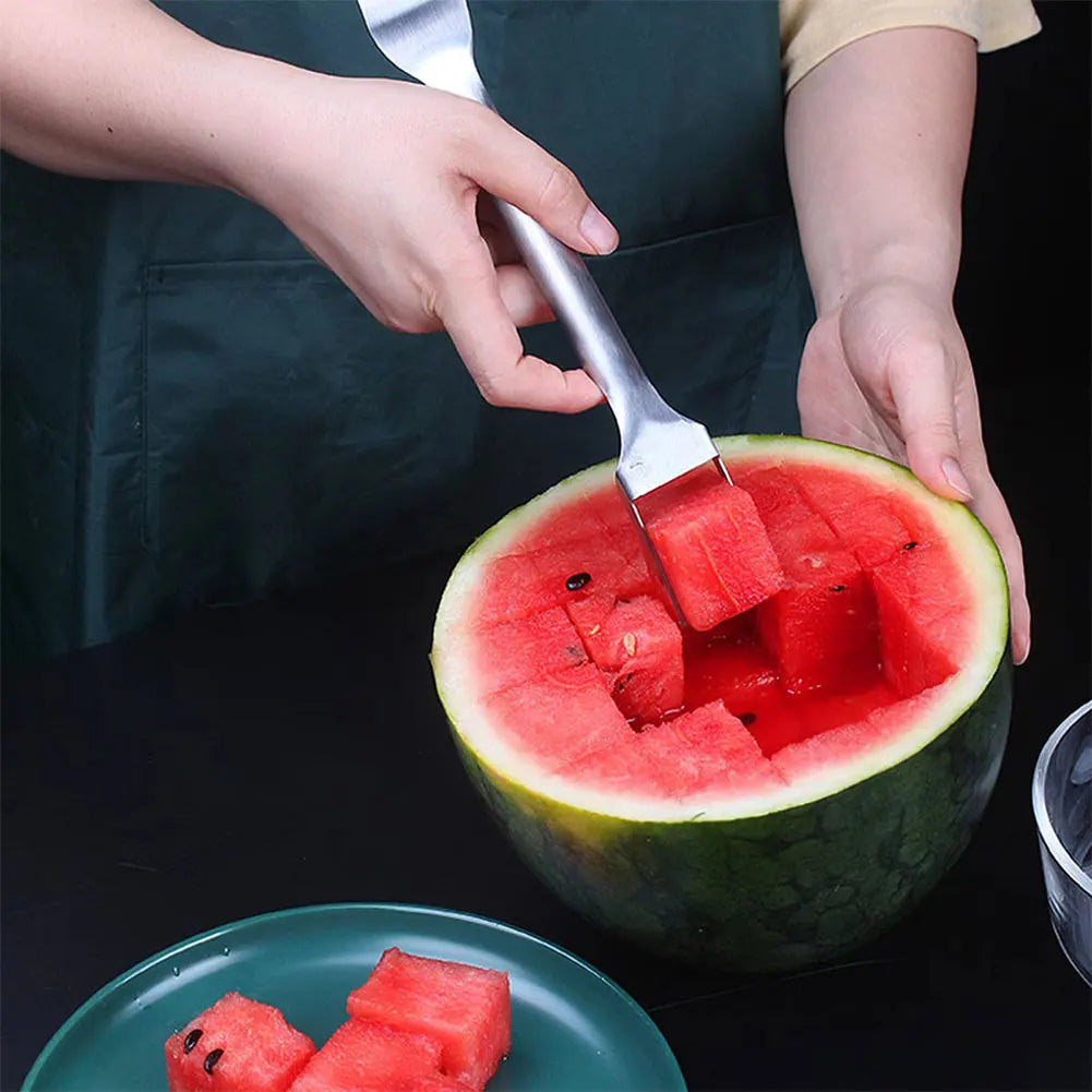 2-in-1 Wassermelonen Schneider & Gabel – Edelstahl, Präzises Schneiden & Servieren