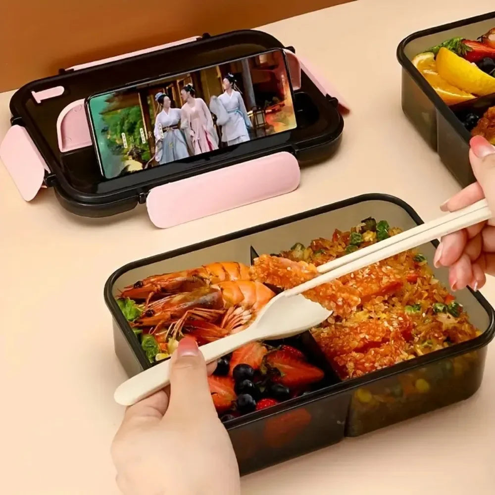Bento-Lunchbox mit 3 Fächern, auslaufsichere Lebensmittelbox, 1500 ml, mikrowellengeeignet