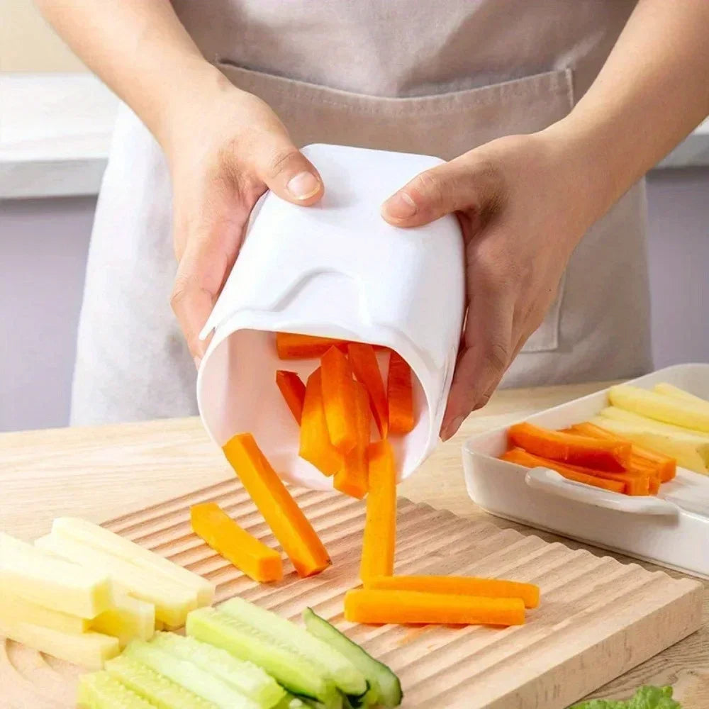 Manueller Pommes-Schneider – Edelstahl Gemüseschneider für Kartoffeln, Obst & Gemüse, Weiß