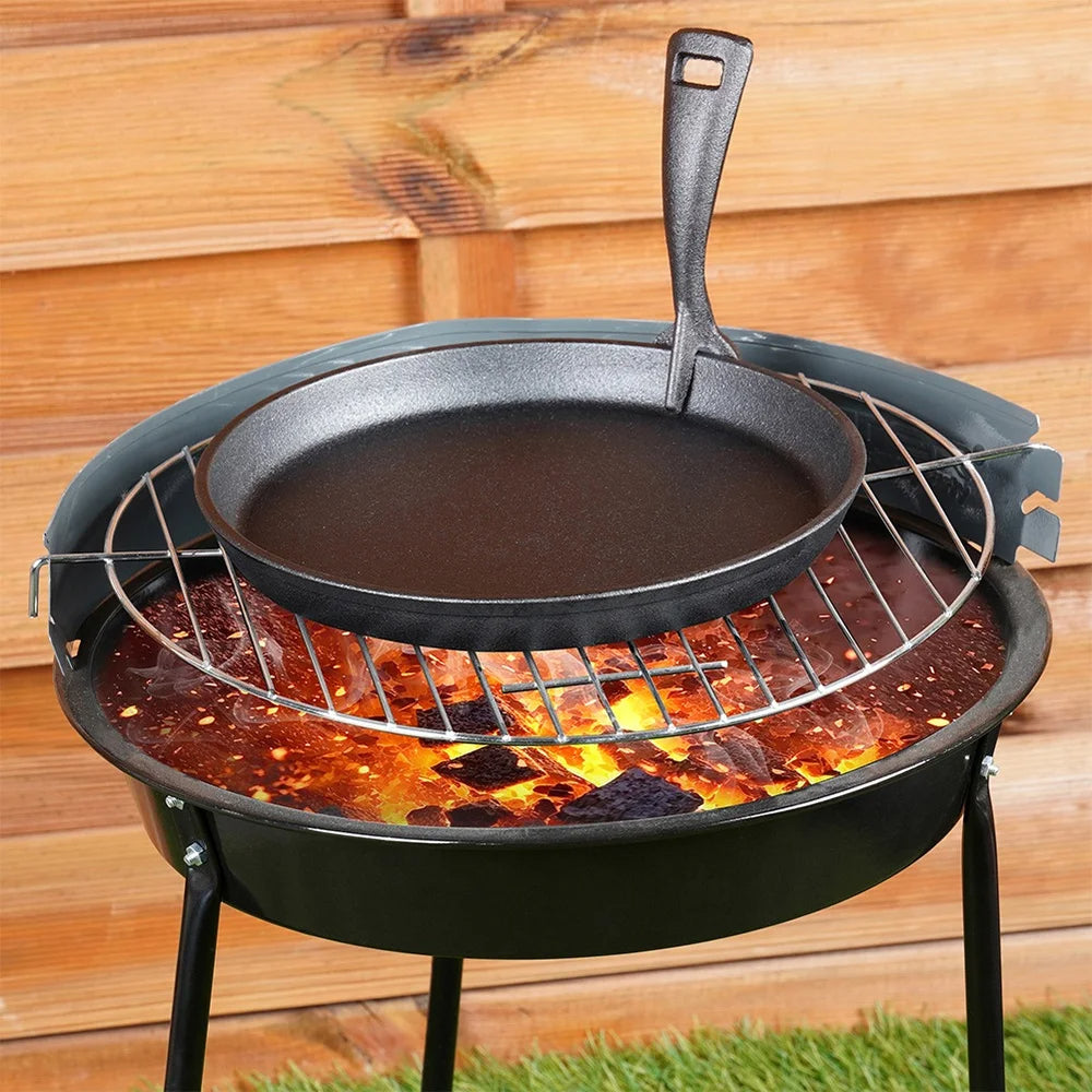 Gusseisen Servierpfanne mit Holzbrett – 22 cm, abnehmbarer Griff, für Herd & Ofen
