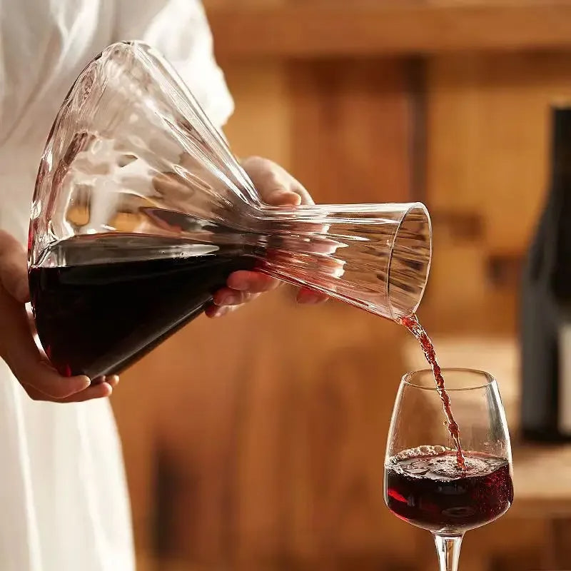 Rotierende Weinkaraffe aus Kristallglas – 1L Dekanter für Rotwein, Whisky & Champagner, 360° drehbar