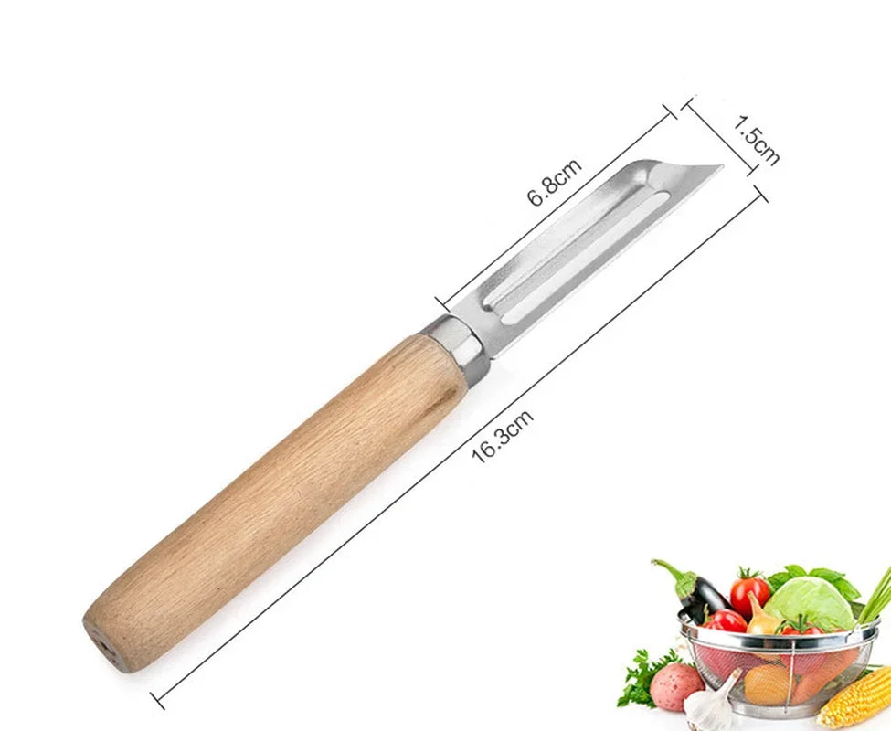 3-teiliges Edelstahl Schäler-Set mit Holzgriff – Für Obst, Gemüse & Kartoffeln