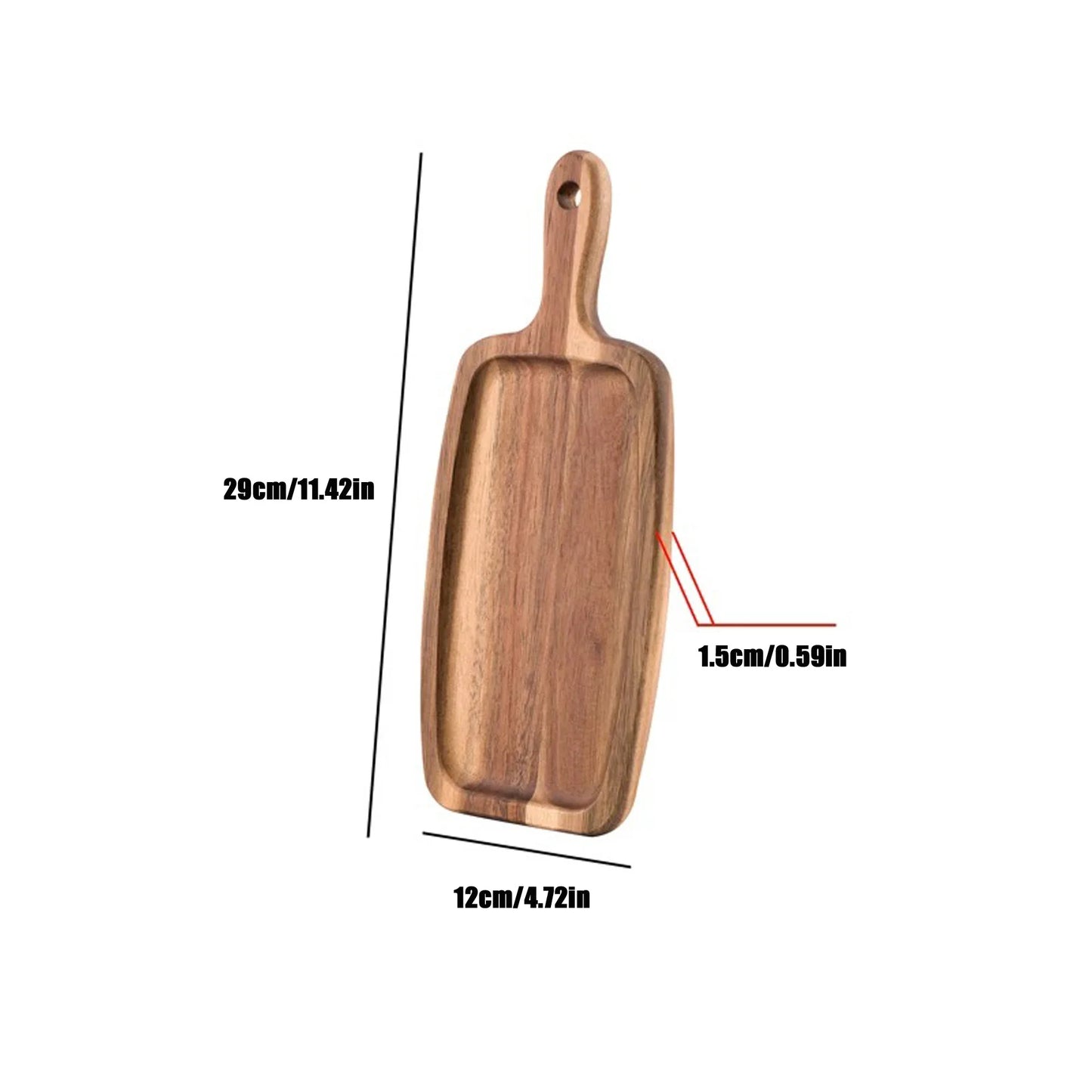 Massives Holz-Servierbrett Acacia – Schneidebrett & Tablett für Küche, Brot, Käse, Steak – 29x12 cm / 45x15 cm