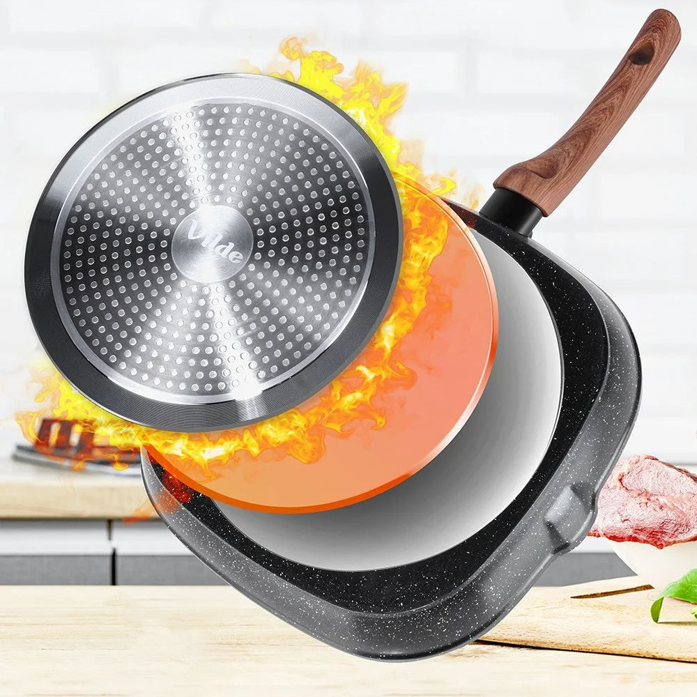Antihaft Grillpfanne Quadratisch 28x28 cm – Granitbeschichtung, Induktionsgeeignet