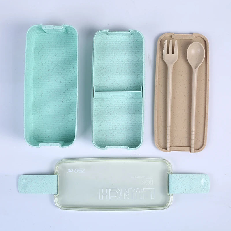 750ml Bento Lunchbox aus Weizenstroh – 2-lagig, Mikrowellengeeignet, Umweltfreundlich