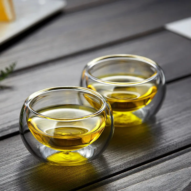 Set aus 2 doppelwandigen Teegläsern – 50ml – Hitzebeständiges Borosilikatglas