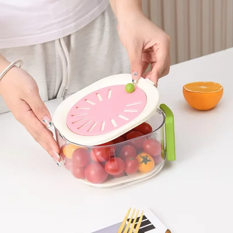 Abtropfsieb für Obst und Gemüse – 2-in-1 Siebkorb mit klappbarem Griff, staubdicht, 15 x 8,5 cm