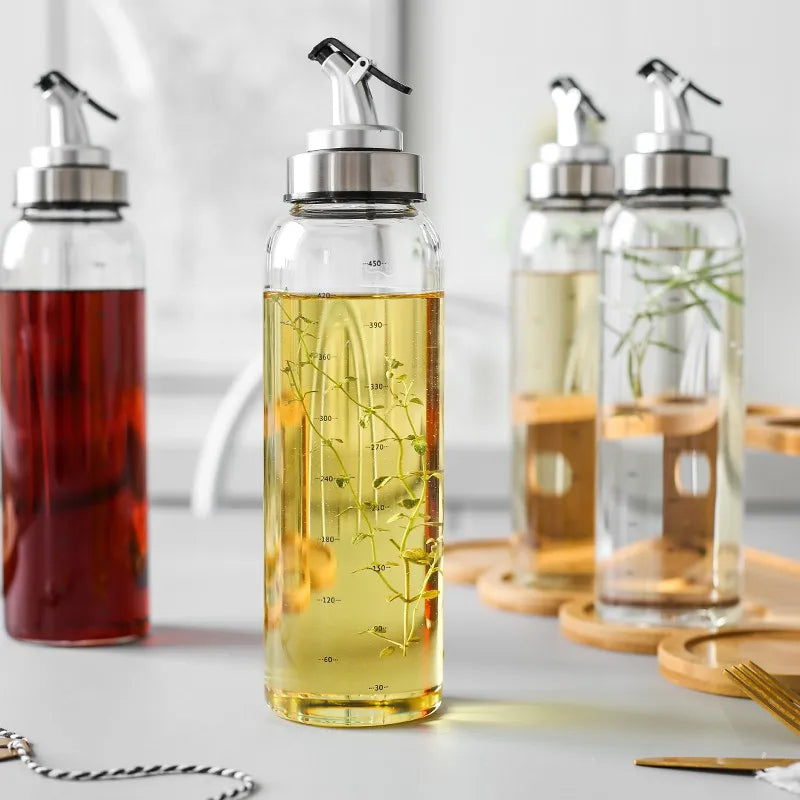 500ml Ölflasche aus Borosilikatglas – Tropffreier Spender für Öl, Essig & Sojasauce – Staubdicht & Hygienisch