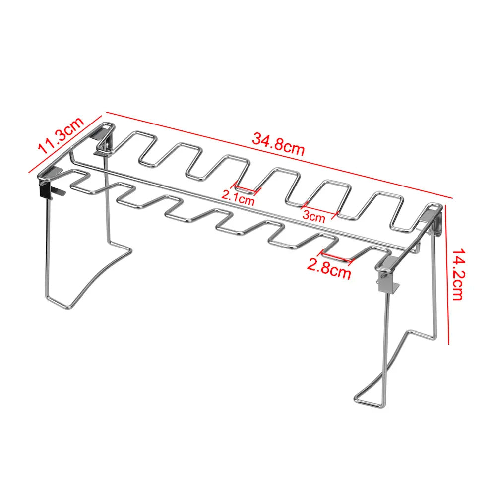 BBQ Hähnchenschenkel- & Flügelhalter – Edelstahl – Inkl. Grillthermometer