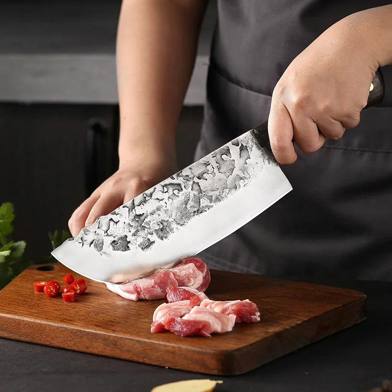 Geschmiedetes Hackmesser Full Tang – Scharfes Küchenmesser für Fleisch & Gemüse, Edelstahl 5Cr15MoV