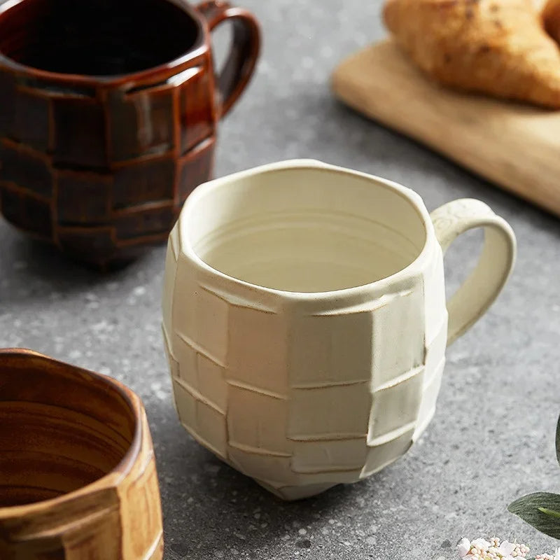 Vintage Keramik Latte Becher – 420 ml Retro Kaffeetasse