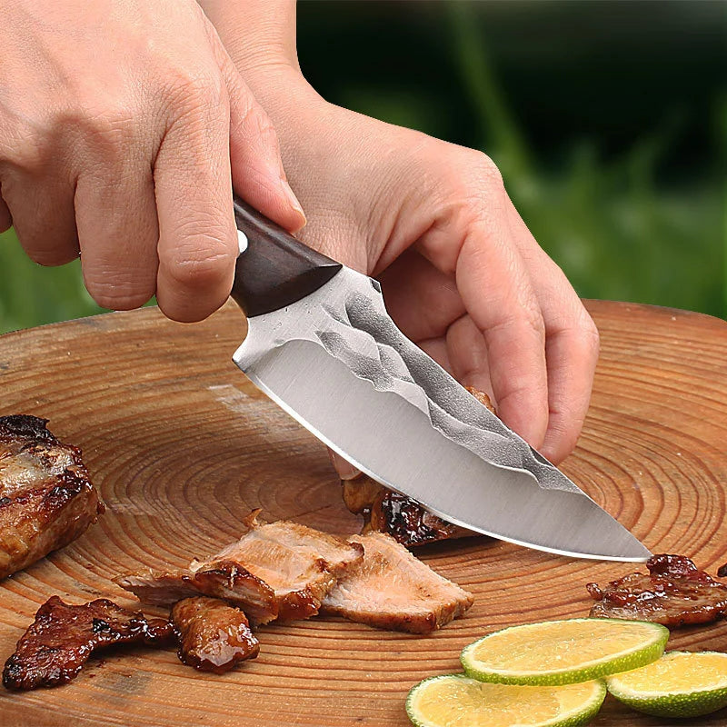 Handgefertigtes Gesmeed Roestvrij Staal Kochmesser, Profi Küchenmesser, Fleischhacken & Ausbeinen Messer, Robustes Holzgriff