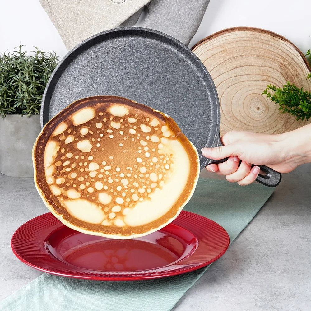 Gusseiserne Pfanne 26 cm – Induktion & Ofen geeignet, Perfekt für Pfannkuchen & Pizza