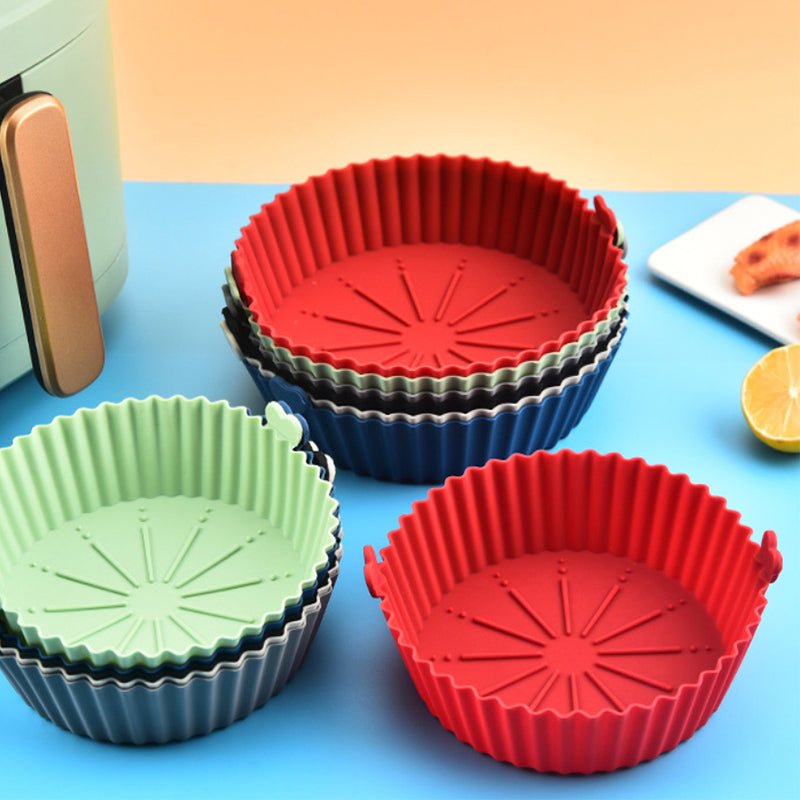 Silikontablett für Heißluftfritteuse 5er Set – Wiederverwendbar, Fettfrei und Spülmaschinenfest