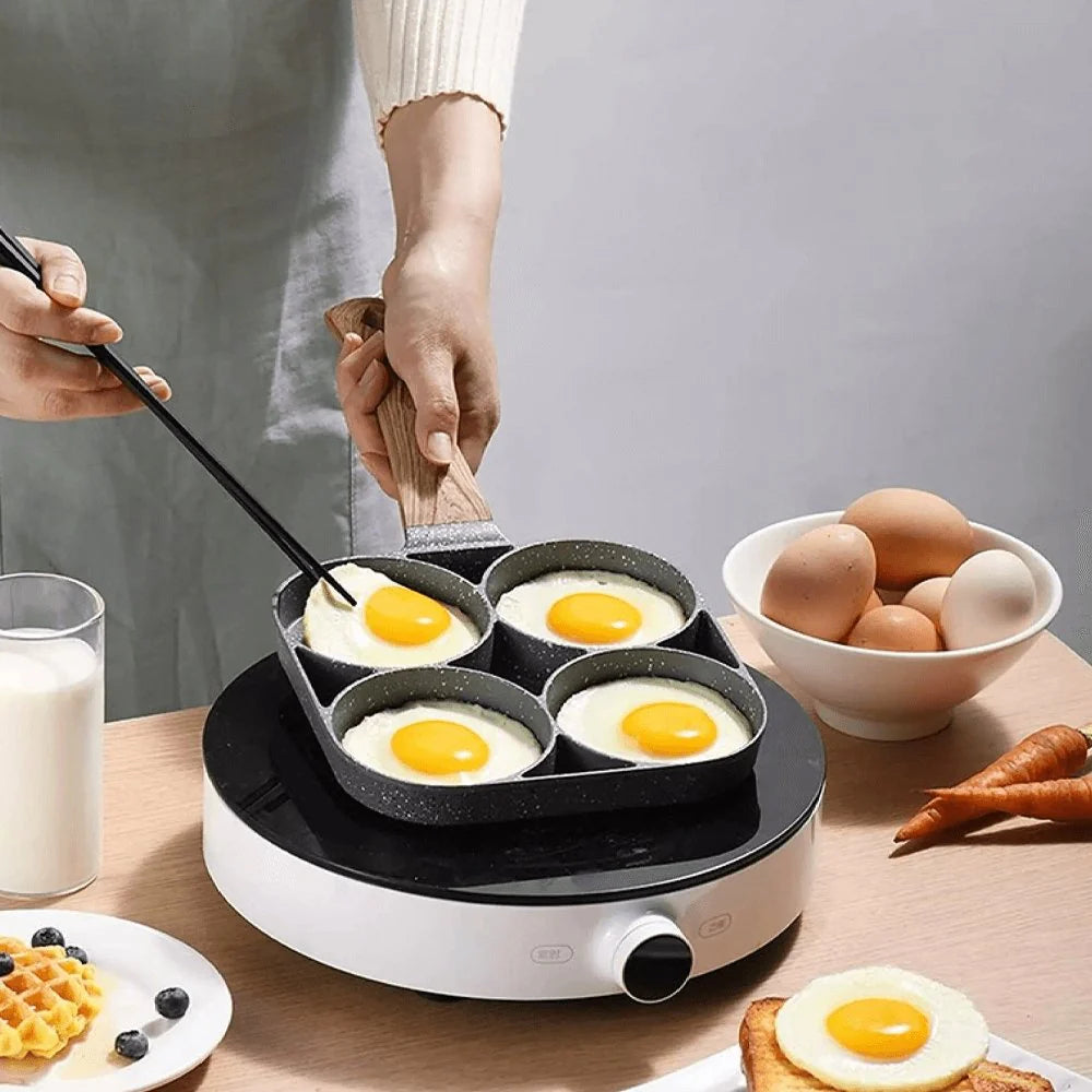 4-Loch Bratpfanne – Antihaft Pfanne für 4 Eier oder Pfannkuchen – Ideal für Frühstück