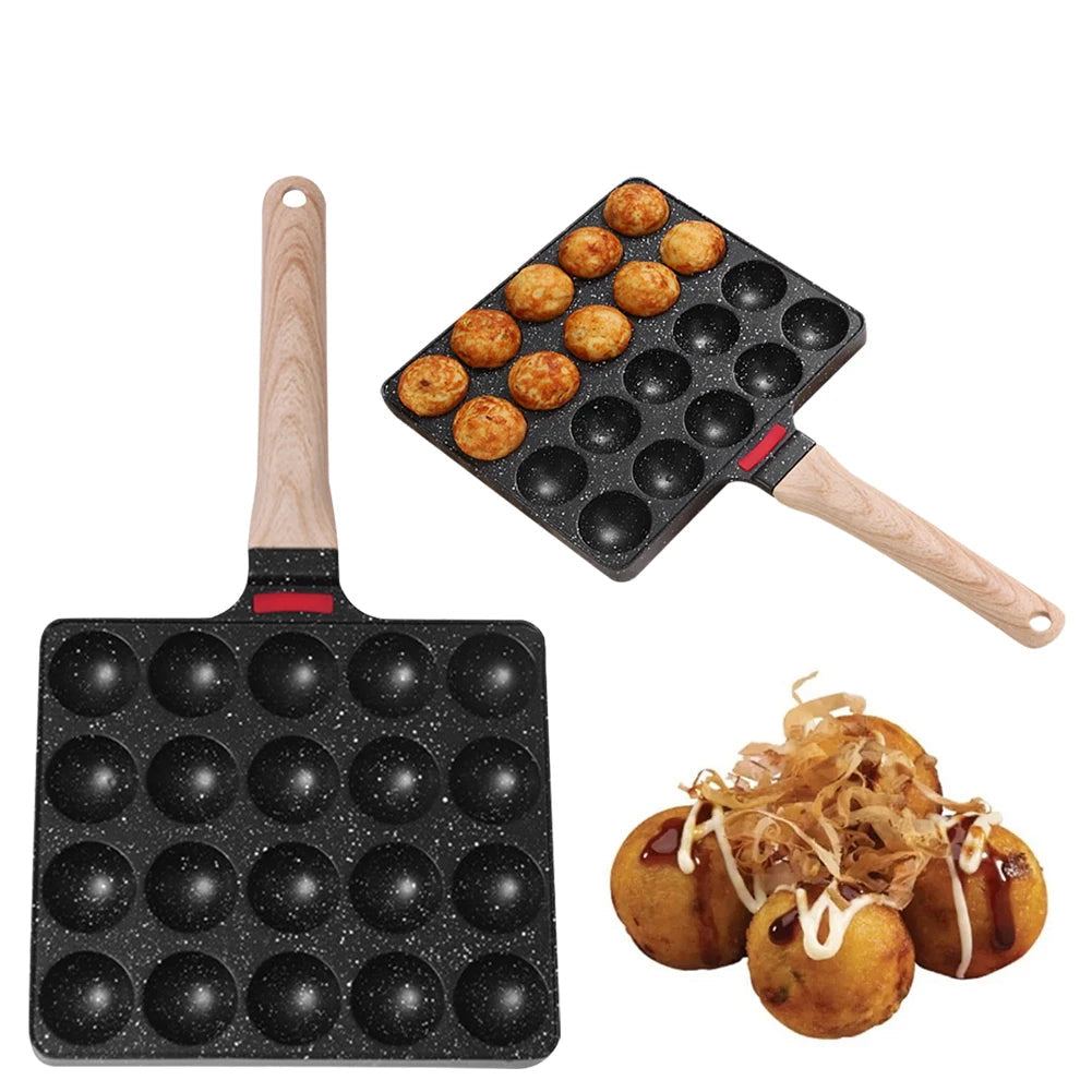 Takoyaki Pfanne Antihaft – 20er Form für Octopusbällchen & Mini-Pfannkuchen, Aluminium, 8,7 x 7,5 cm