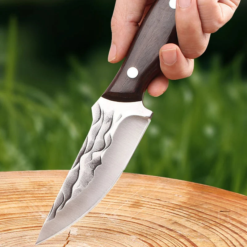 Handgefertigtes Gesmeed Roestvrij Staal Kochmesser, Profi Küchenmesser, Fleischhacken & Ausbeinen Messer, Robustes Holzgriff
