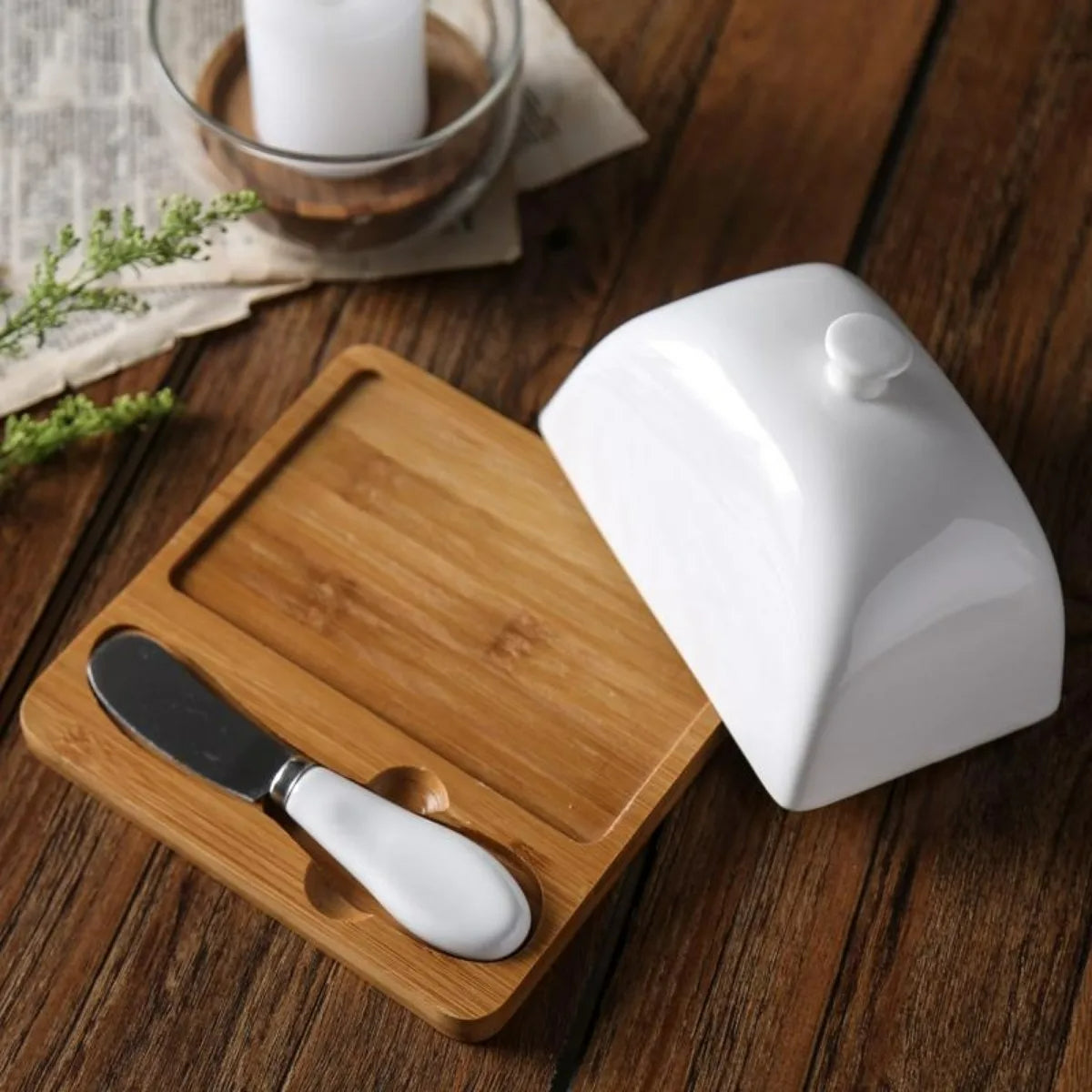 Keramische Butterdose mit Deckel – Schattige Kleine Sausschotel für Butter, Käse, Kräuter und Snacks