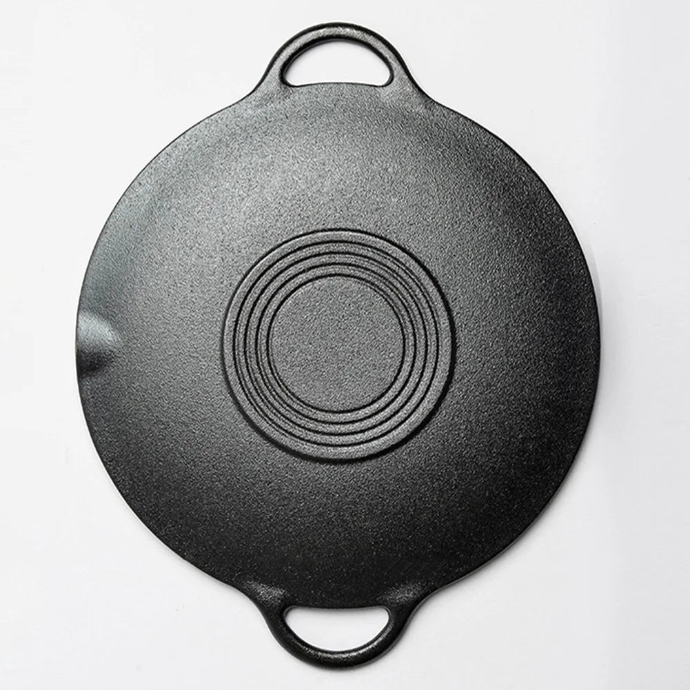 Gusseisen Grillpfanne 30 cm – Antihaft Bratplatte für BBQ, Koreanisches Grillen & Camping
