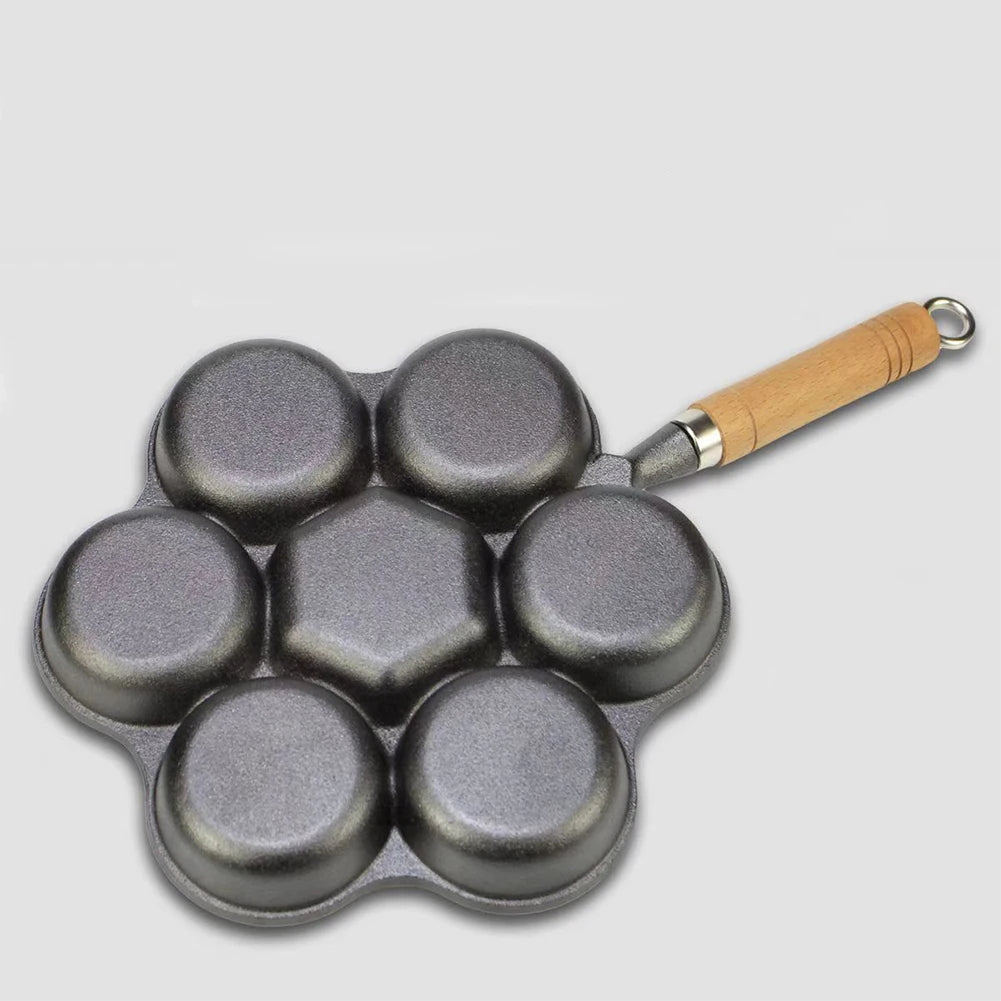 Gusseiserne Eierpfanne mit 5 Mulden – Antihaftbeschichtung, Pfannkuchenpfanne für Frühstück, Spiegeleier, Steaks und Burger