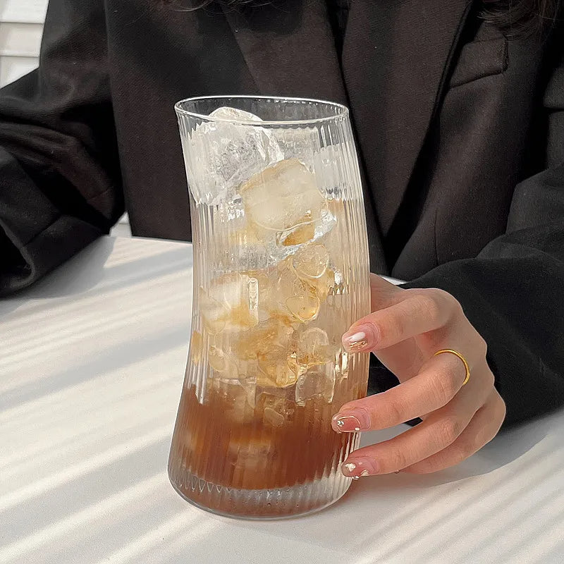 Set aus 2 Halbmondförmigen Gläsern – 500ml Große Kapazität – Ideal für Kaffee, Tee, Saft & Kaltgetränke