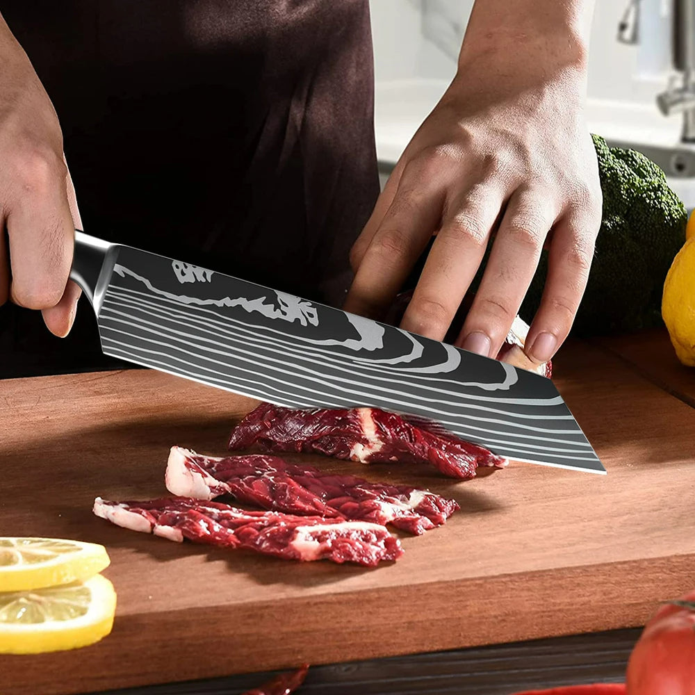 Professionelles 8 Zoll Koksmes, handgeschmiedet aus hochkohlenstoffhaltigem Stahl, scharf, für Fleisch und Gemüse, ideal für professionelle und Hobbyköche