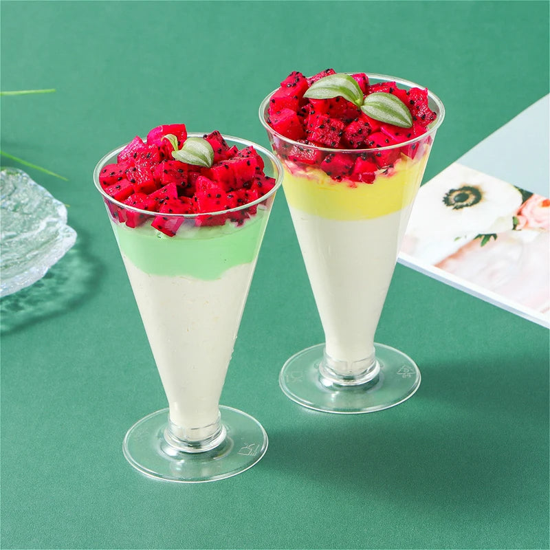 Mini Dessertbecher – 10 Stück – Transparent – 185 ml – Kunststoff – Einweg