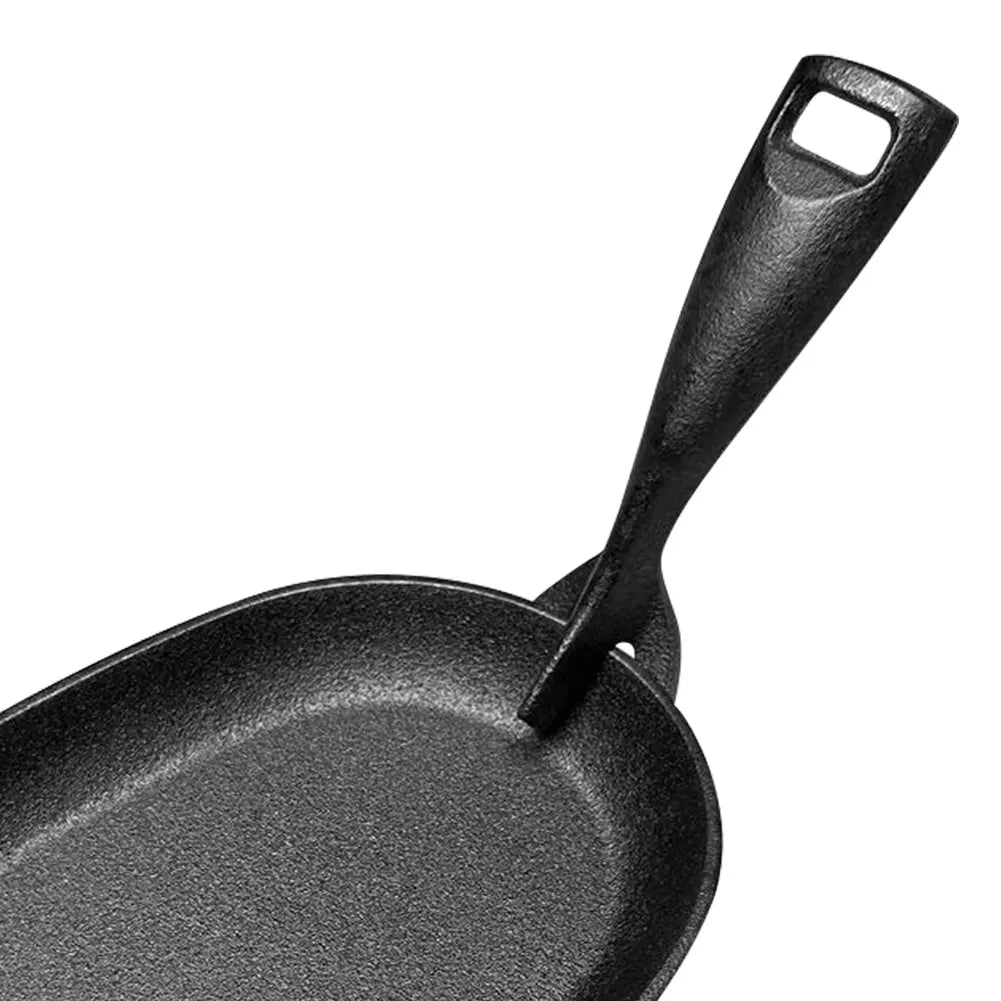 Gusseisen Sizzler Pfanne Oval 27 cm – Steakplatte, Fajita Pfanne, Grill- und Bratplatte für Herd und Grill
