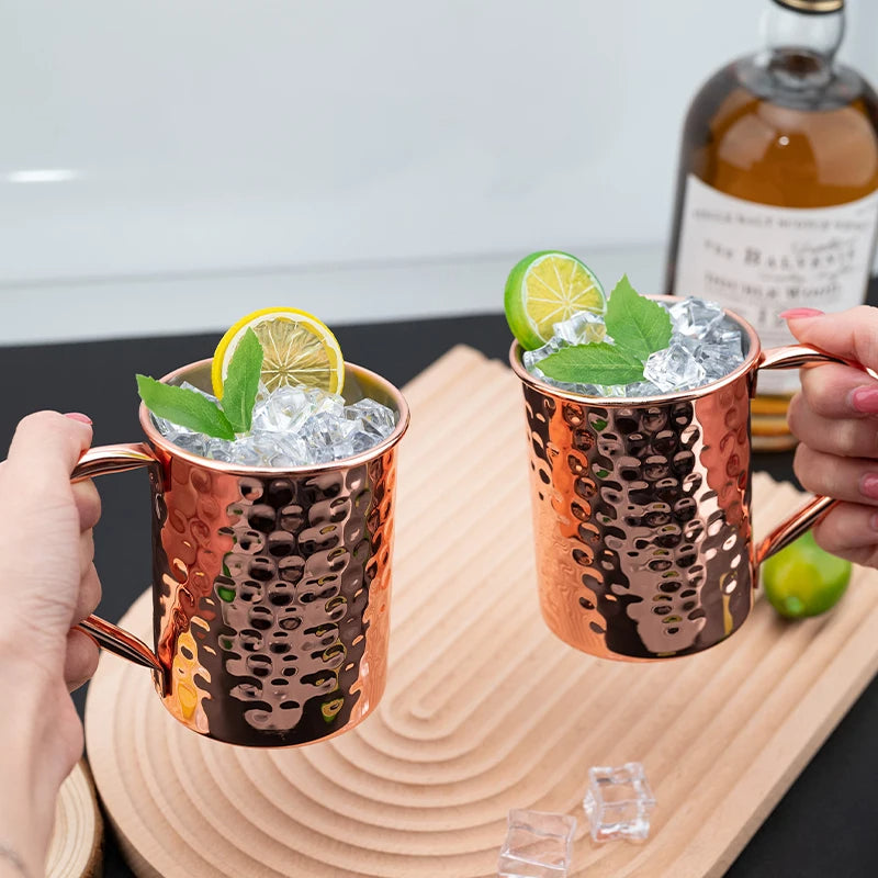 Moskau Mule Becher – Edelstahl 400 ml – Gehämmert & Verkupfert – Cocktail & Bier Tasse