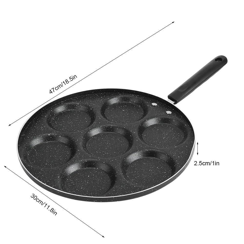 7-Loch Antihaft Bratpfanne für Eier und Mini-Burger, Aluminium, Geeignet für Gas- und Elektroherd