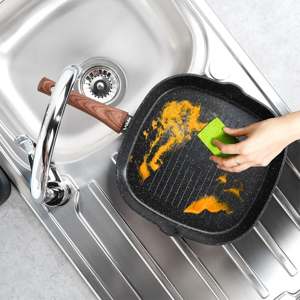 Antihaft Grillpfanne Quadratisch 28x28 cm – Granitbeschichtung, Induktionsgeeignet